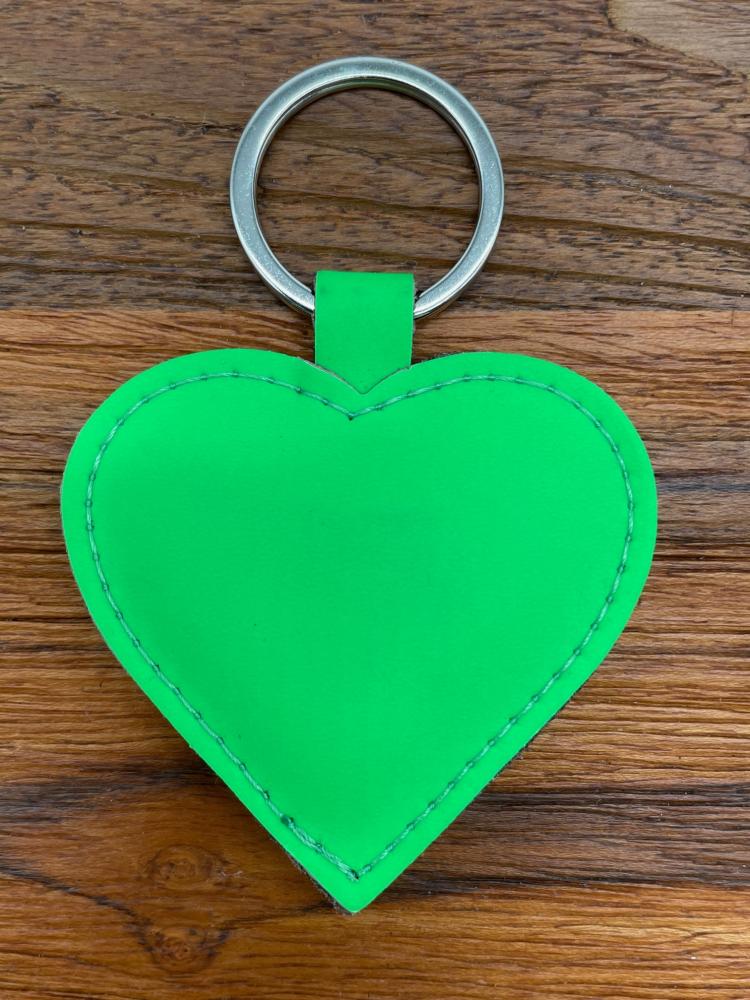 Leder Schlüsselanhänger Herz neon grün